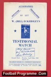 Bill Eckersley Testimonial Blackburn Rovers 1961 Bobby Charlton + Stanley Matthews