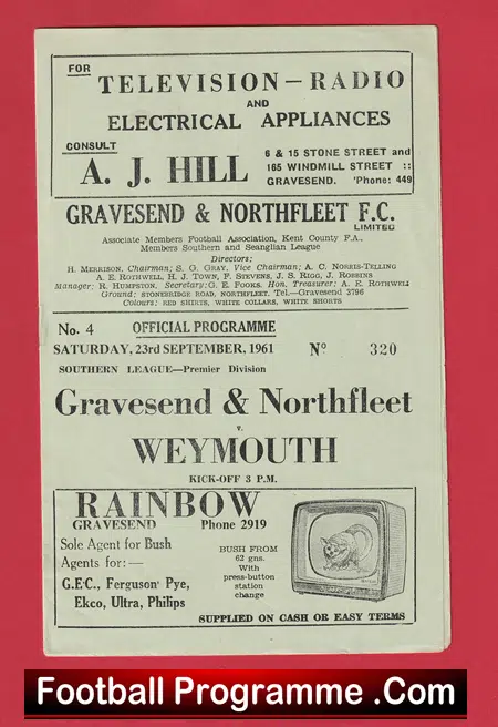 Gravesend Northfleet v Weymouth 1961 - Image 2