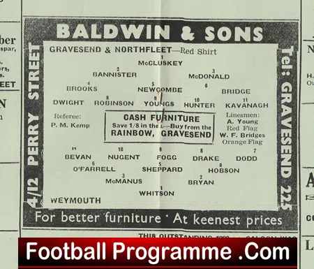 Gravesend Northfleet v Weymouth 1961 - Image 3