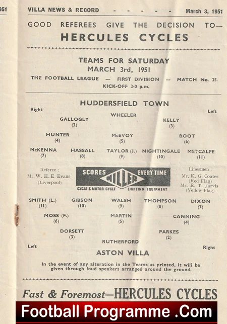 Aston Villa v Huddersfield Town 1951 - Image 3