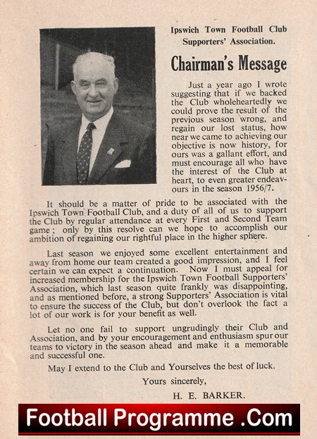 Ipswich Town Football Handbook 1956 - 1957 - Image 3