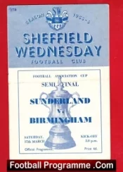 Sunderland v Birmingham City 1956 – Semi Final + Song Sheet