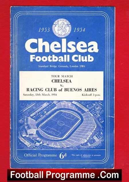 Chelsea v Racing Club Of Buenos Aires 1954 - Argentina SIGNED - Image 2