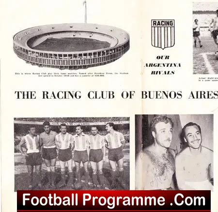 Chelsea v Racing Club Of Buenos Aires 1954 - Argentina SIGNED - Image 5