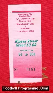 Manchester City v Liverpool 1988 – Football Ticket