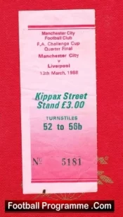 Manchester City v Liverpool 1988 – Football Ticket