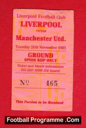 Liverpool v Manchester United 1985 – Football Ticket
