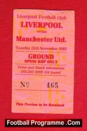 Liverpool v Manchester United 1985 – Football Ticket
