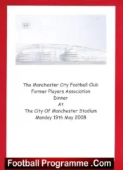 Manchester City Football Club Former Players Dinner Menu SIGNED