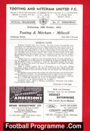 Tooting Mitcham v Millwall 1963