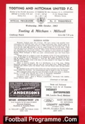 Tooting Mitcham v Millwall 1963
