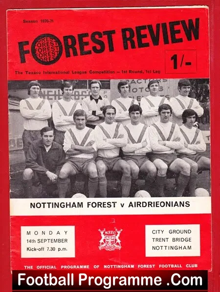 Nottingham Forest v Airdrieonians Airdrie 1970 - Texaco Cup - Image 2