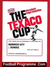 Norwich City v Dundee 1972 – Texaco Cup