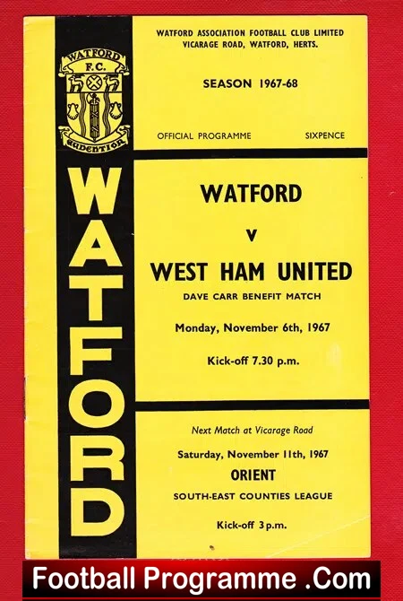 Dave Carr Testimonial Benefit Match Watford 1967 SIGNED - Image 2