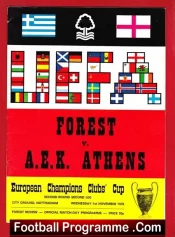Nottingham Forest v AEK Athens 1978 – European Cup