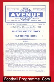 Walthamstow Avenue v Plymouth 1962 – School Boys Match