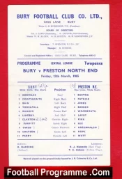 Bury v Preston 1965 – Reserves Match