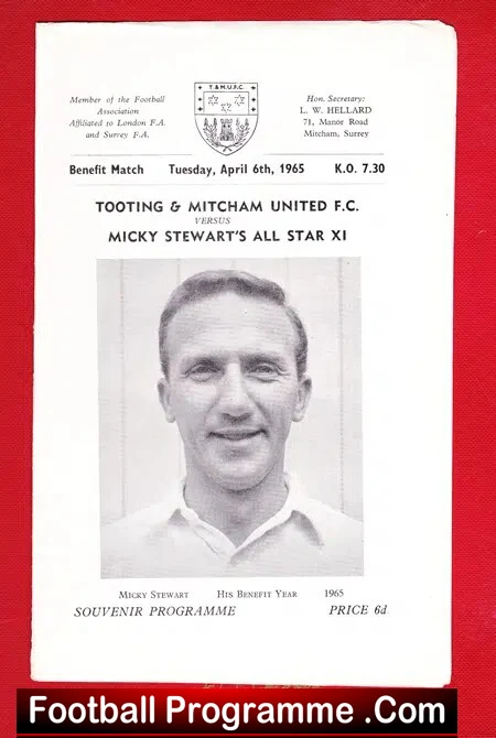 Micky Stewart Testimonial Benefit Match Tooting Mitcham 1965 - Image 2