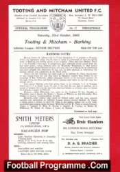 Tooting Mitcham United v Barking 1965