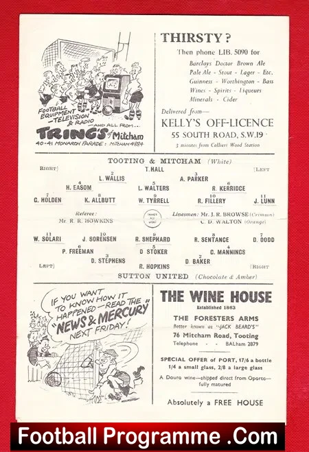 Tooting Mitcham United v Sutton United 1953 - Image 3