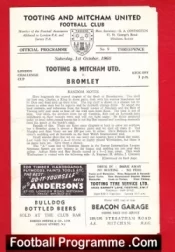 Tooting Mitcham United v Bromley 1960