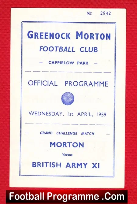 Greenock Morton v British Army 1959 - Cappielow Park - Image 2