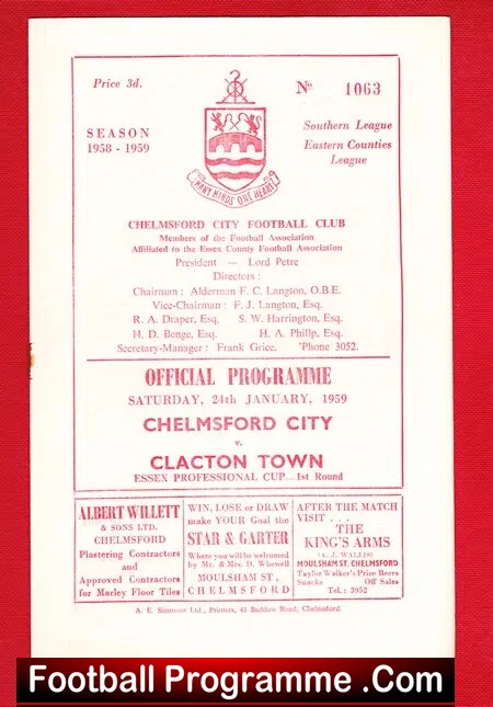 Chelmsford City v Clacton Town 1959 - Image 2