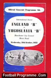 England v Yugoslavia 1955 – B Team Manchester City + Team Sheet