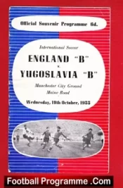 England v Yugoslavia 1955 – B Team Manchester City + Team Sheet