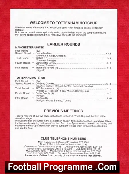 Manchester United v Tottenham 1992 - Youth FA Cup Semi Final Beckham - Image 3