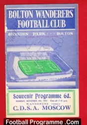 Bolton Wanderers v CDSA Moscow 1957 – MULTI Autographs Signed