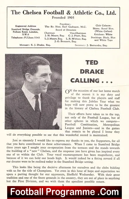 Chelsea v Sheffield Wednesday 1955 - Title Clincher 55 - Image 3