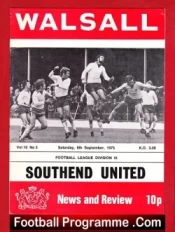 Walsall v Southend United 1975