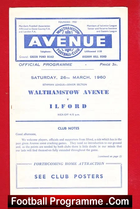 Walthamstow Avenue v Ilford 1960 - Image 2