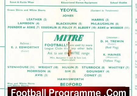 Yeovil Town v Bedford Town 1962 - Autographed Signed - Image 3