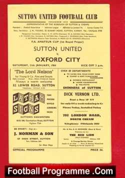 Sutton United v Oxford City 1964 - Amateur Cup