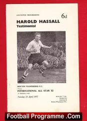 Harold Hassall Testimonial Benefit Match Bolton Wanderers 1957