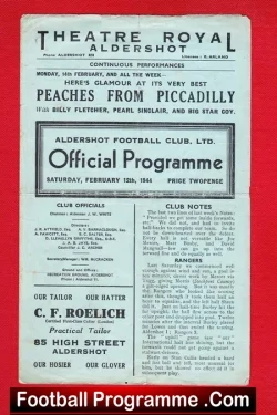 Aldershot v Brentford 1944 - War Time Football Programme - football programme