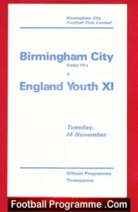 Birmingham City v England 1967 – Youth U19 Shilton – Curtis