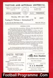 Bob Baker Testimonial Benefit Match Tooting Mitcham United 1966