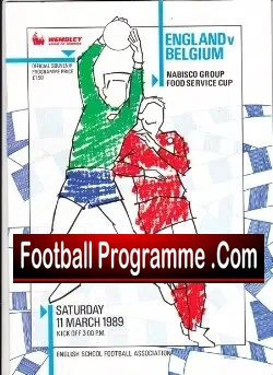 England v Belgium 1989 - Ryan Giggs English Schoolboys Match - football programme