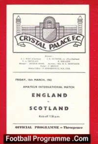 England v Scotland 1962 – Amateur International Crystal Palace