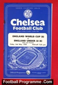 England World Cup XI v England Under 23 1958 – at Chelsea