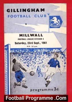 Gillingham v Millwall 1961 - football programme