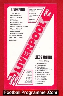 Liverpool v Leeds United 1976 - football programme