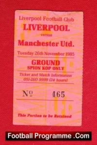 Liverpool v Manchester United 1985 – Football Ticket