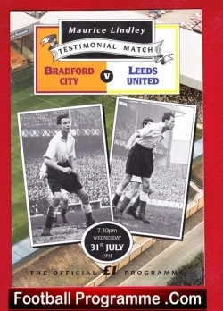 Maurice Lindley Testimonial Benefit Match Bradford City 1991 - football programme