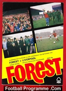 Nottingham Forest v Liverpool 1978 - European Cup - football programme