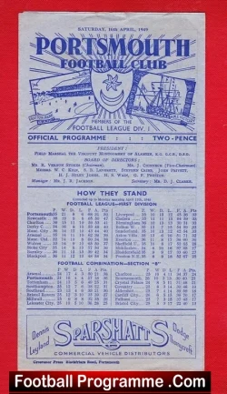 Portsmouth v Wolves 1949 - football programme