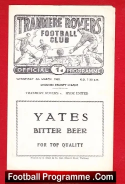 Tranmere Rovers v Hyde United 1963 - Cheshire County League - football programme